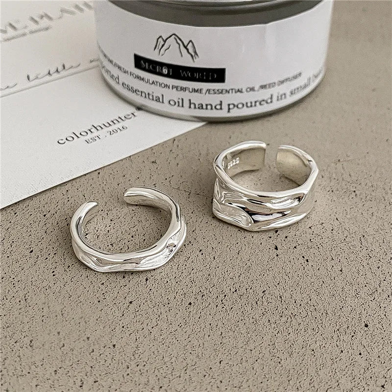 Ins Popular Open Adjustable Size Ladies Support Engraved Fine Jewelry Sterling Silver Adjustable Rings