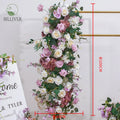 White Rose Floral Runner with Artificial Flower Balls for Wedding Table Centerpieces Flowers Runner Arch for Decoration Aisle