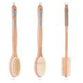 Wooden Bath Brush Long Handle With Double Sided Bristles Wood Massage Shower Brush With Soft and Stiff Bristles Cleaning Brush