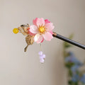 Vintage Chinese Retro Wood Flower  Hair Stick Chopstick for Women With Butterfly Flower Handmade Wood Hairpin Hair Sticks