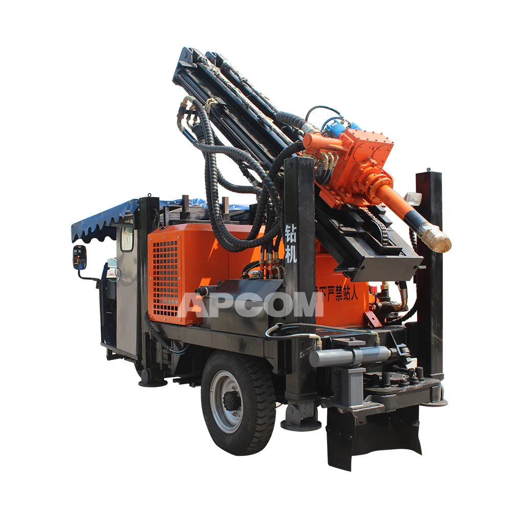 APCOM Rotary Drilling Rig Water Well Borehole Tractor Mounted Diesel Powered Air Compressor Drilling Machine Max 500m Depth