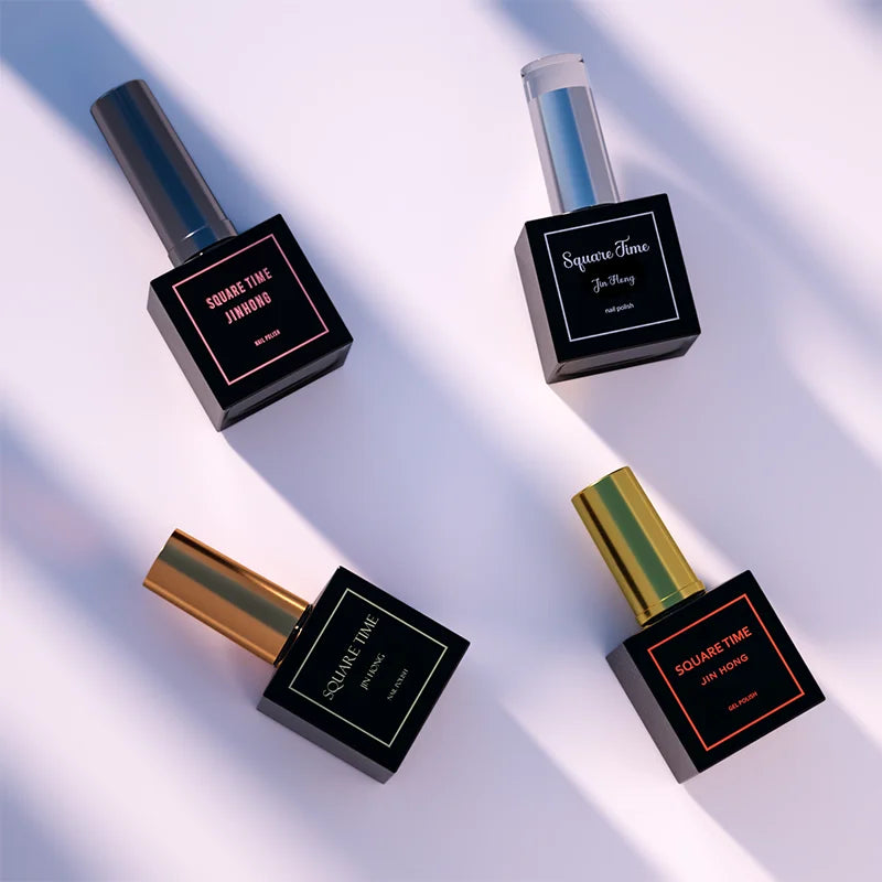 18ml Luxury square Matte Black clear Top Gel Packaging Empty Nail Polish Glass Bottle with Brush
