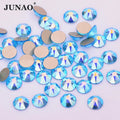 JUNAO 16 Cuts Glass Rhinestone SS6-SS40  Non Hot Fix Crystal Gemstones Wholesale Crystal Stones for Crafts Dress
