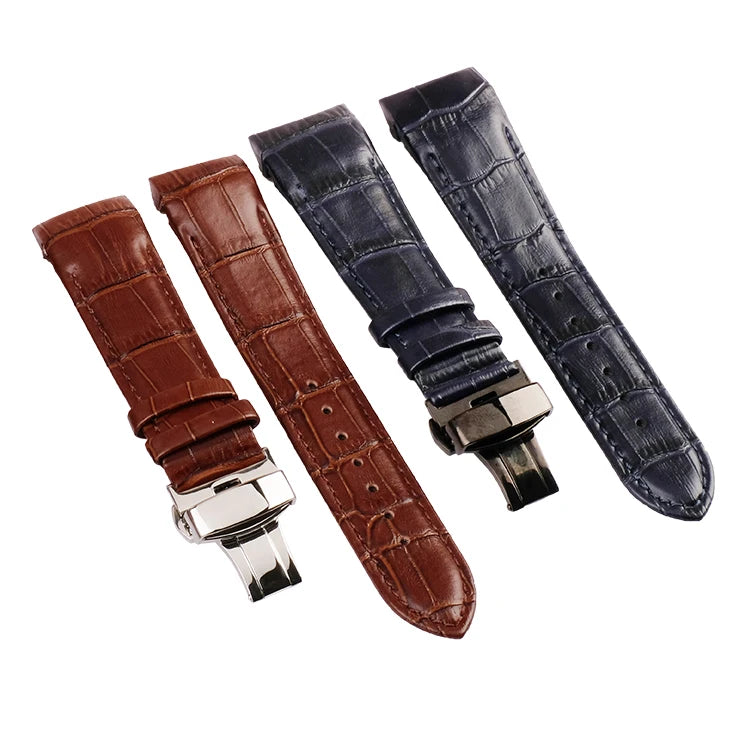 Snakeskin Leather Watch Strap 18/20/22/24mm Soft Noble Watch Band Buckle Smart Watch Strap with Metal High Quality Luxury 2pcs