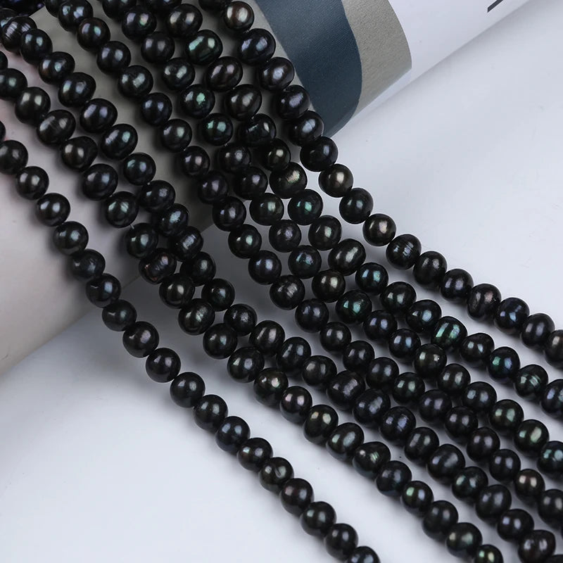 Zhuji Natural 8-9mm Black Freshwater Round Pearls Beads Strands Loose Color Beads for Jewelry Sale