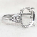 Sterling Silver 10*12mm Semi Mount Ring Empty Frame Blank Support Setting S925 Base Holder Without Center Stone for DIY Inlay