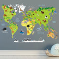 New Arrival Eco-Friendly Removable PVC Kids Room Educational World Map Wall Stickers Kindergarten Nursery Cartoon Animal Wall