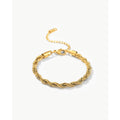 Minimalist Trendy 5MM Stainless Steel  Gold Plated Thick Twist Chain Adjustable Twisted Rope Chain Bracelet for Women