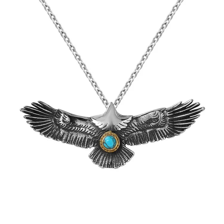 New Trend Men Charm Necklace Natural Stone Charm Eagle Dangle Charm Necklace