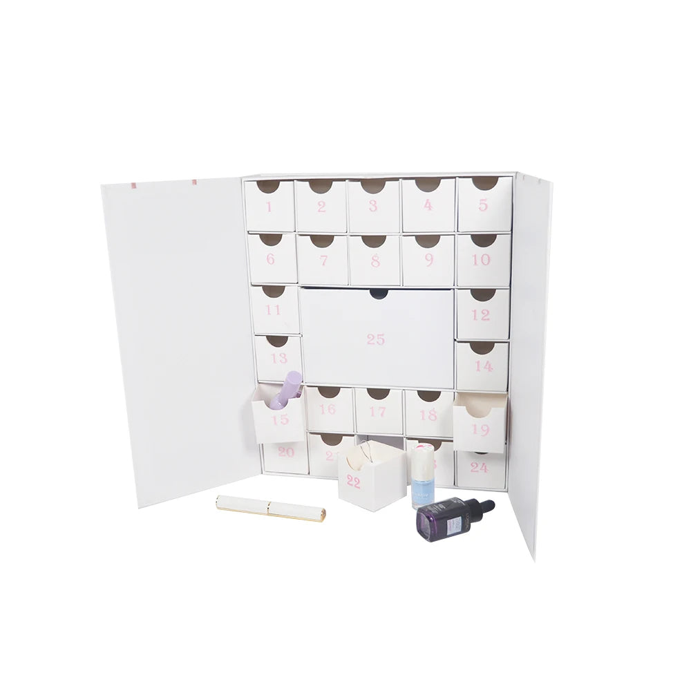 Advent Calendar Cardboard Box Cosmetic Beauty Gift Eco Packaging Box Custom Advent Calendar Box