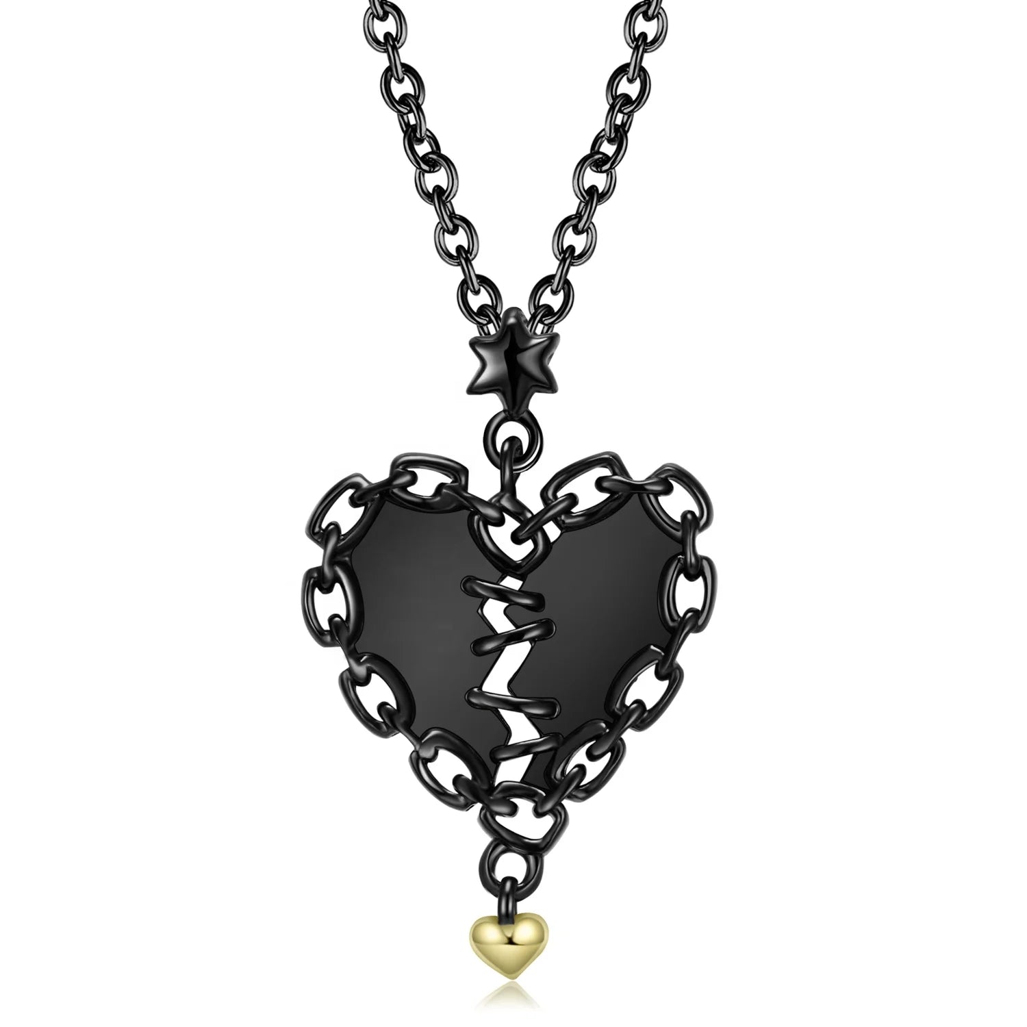 Stitched Heart Shape Pendant Necklace Authentic 925 Sterling Silver Pendant for Women Necklace Jewelry Fine Accessory Wholesale