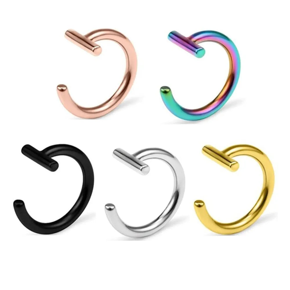 Evorte Wholesale Children's 10pc 316L Stainless Steel Ear Nose Lip Cuff Ring Non-Piercing Nasal Nostril Cartilage Conch Stud