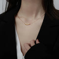 925 Sterling Silver Eggplant Pendant Necklace Simple Snake Bone Chain Women Jewelry Eggplant Shape Curved Tube Bar Necklace