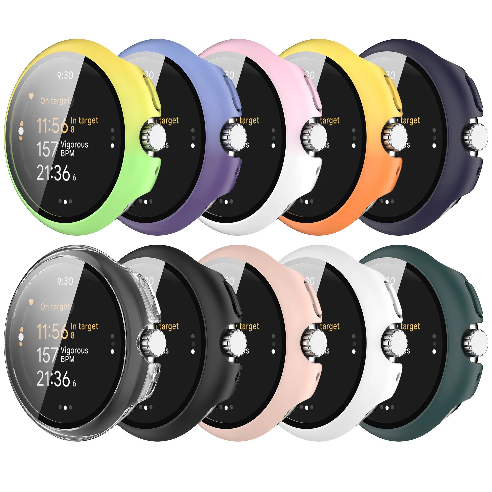 IVANHOE Glass+Case for Google Pixel Watch 3 41mm 45mm Bumper Protective Cover Shell With Tempered Glass Screen Protector