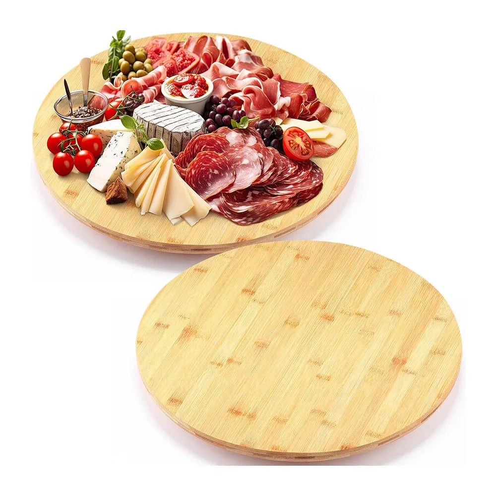 GHP New Modern Design Kitchen Heat Resistant Bamboo Wood Rotating Lazy Susan Turntable for Dining Table