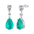 Luxury Setting Engagement Wedding Anniversary Stud Earrings Women 925 Sterling Silver Rhodium Plated Zircon 10x14 Water Drop