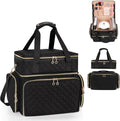 For PU Material Zipper Closure Detachable Nail Supplies Case with 2 Removable Bags Holds 70 Nail Bottles Accessories Storage