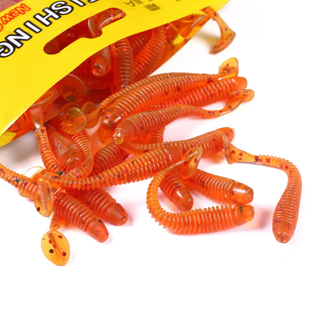 Hot Sale  50pcs/bag Soft Bait with Paddle Tail Soft Plastic Lure