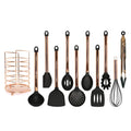11-Piece Kitchen Utensil Set Rose Gold Cooking Utensils Set with Holder