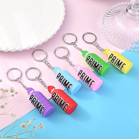 Cartoon Drink Keychain for Women Soft Rubber Beverage Car Key Chains Bag Charms Couple Keyring Gift Key Chain Pendant
