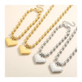 New Arrivals Stainless Steel Heart Charm Pendant Necklace 18k Gold Plated 6MM Ball Beaded Necklace Ladies Jewelry Set YF3530