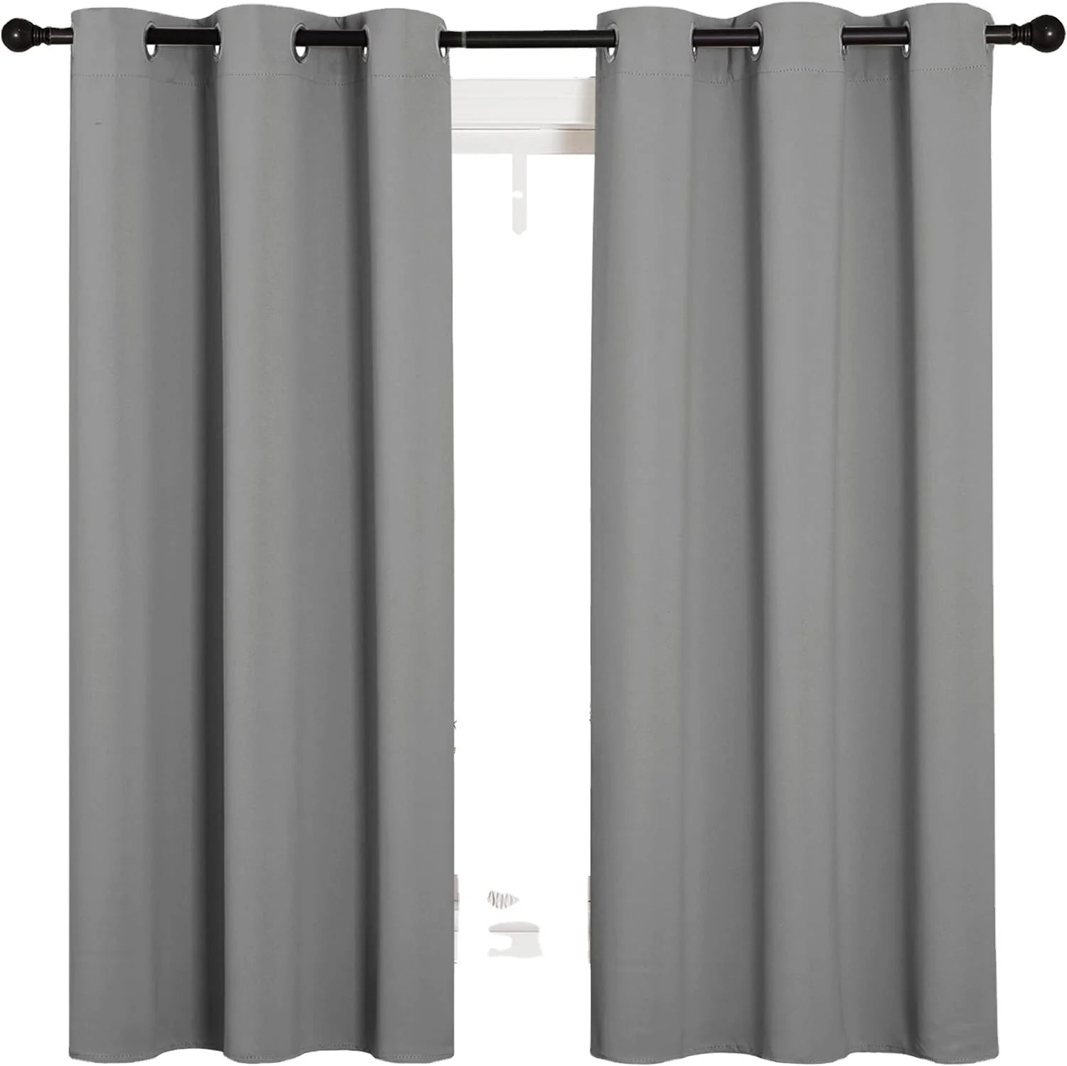 JA 52*84IN Silver Grey Custom  Living Room Darkening Solid Color Thick Blackout Window Blinds Blackout Curtains for Bedroom