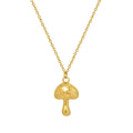 18K Gold Plated Retro Small Mushroom Pendant Clavicle Chain Necklace Stainless Steel Jewelry for Ladies Girls