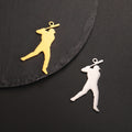 Sporty Charm Stainless Steel Baseball Pendant Baseball Hitter Pendant Batter Charm Accessories for Necklace Bracelet