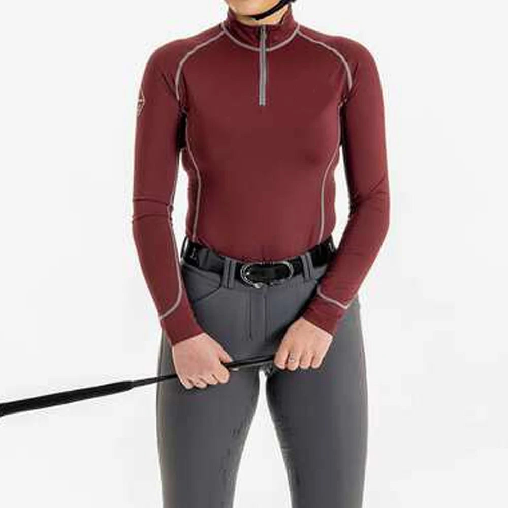 Four-way Stretchy Horse Riding Long Sleeve Zipper Horse Riding Tops Base Layer Equestrian Competition Shirts