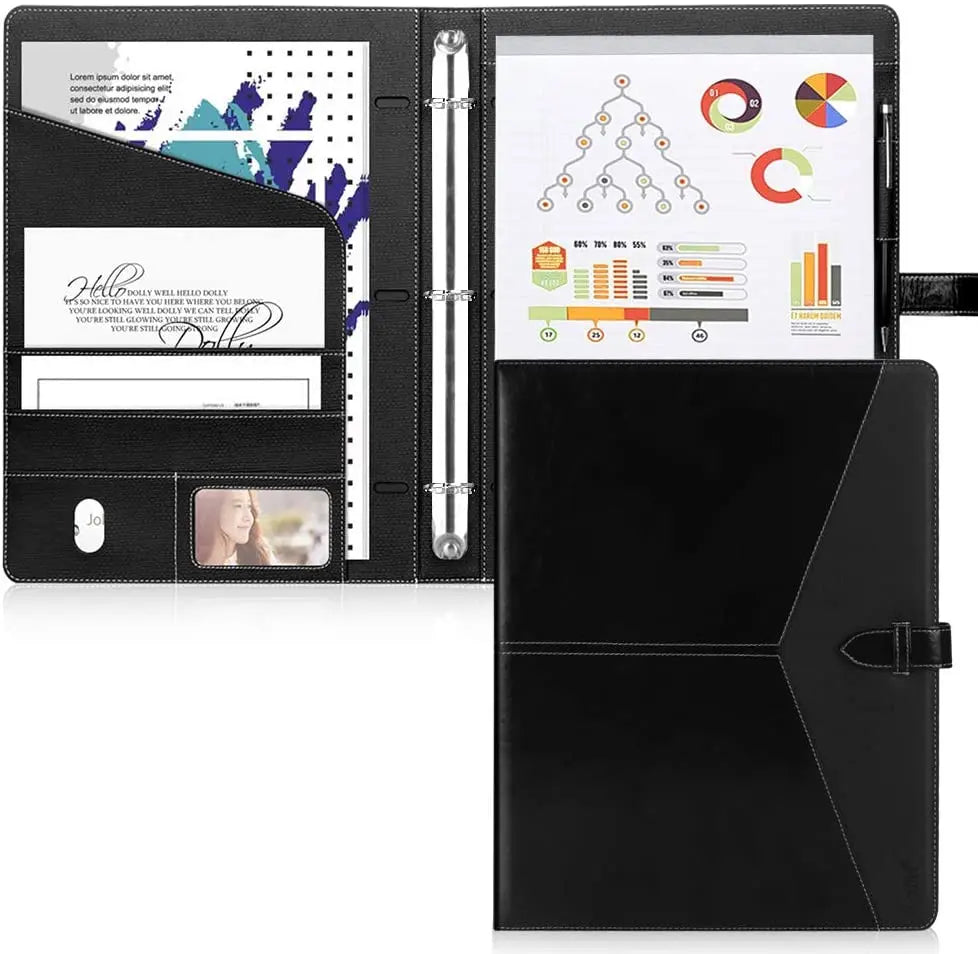 Custom Logo 3 Ring Folio Binder Fabric and Leather Covered Briefcases for Letter Size Inserts