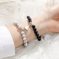 Romantic Simple 8 cm Natural Tiger Eye Pearl Bracelet Set Gold Crystal Heart Jade Alloy Magnet Attractive Engagement Anniversary