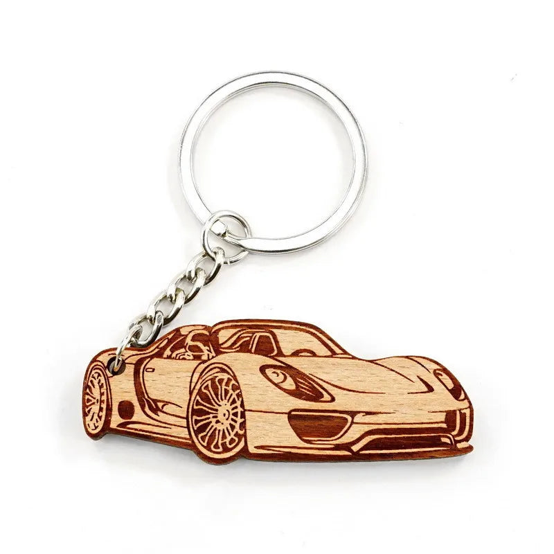 Wooden Craft Manufacturer Custom Logo Laser Cut Wooden Car Keychain Engraved Your Logo Key Ring Holder