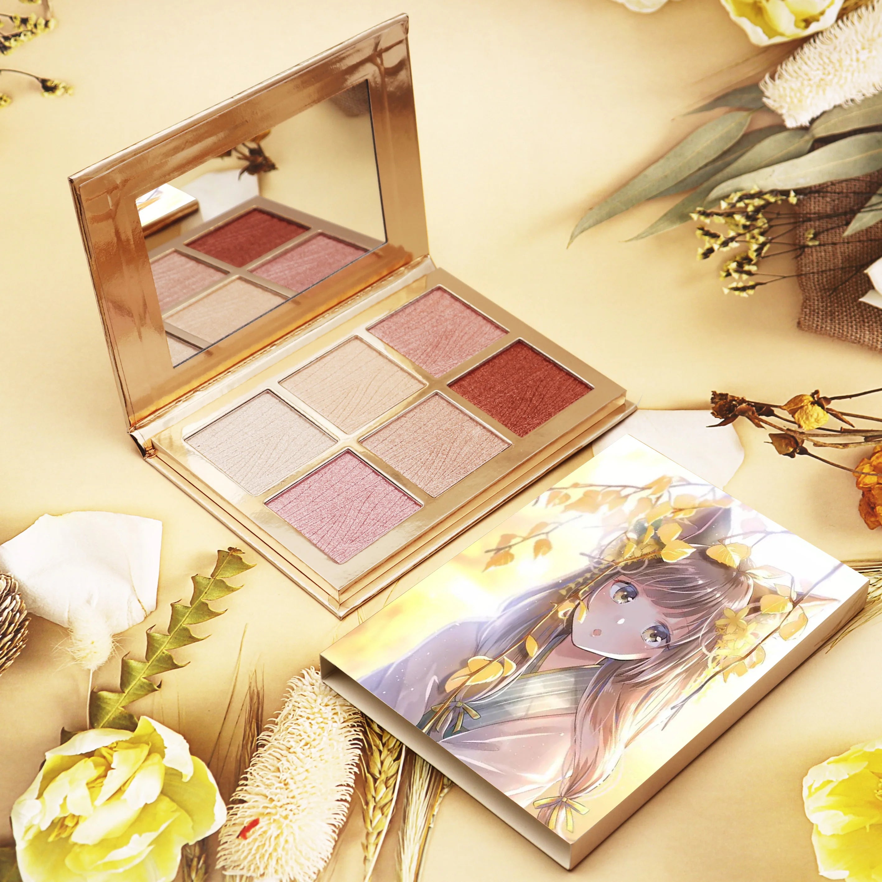 Custom No Logo Gold Palette Highlighter Makeup Powder Private Label Matte Finish Blusher Waterproof Mineral Cosmetics 5g Net WT