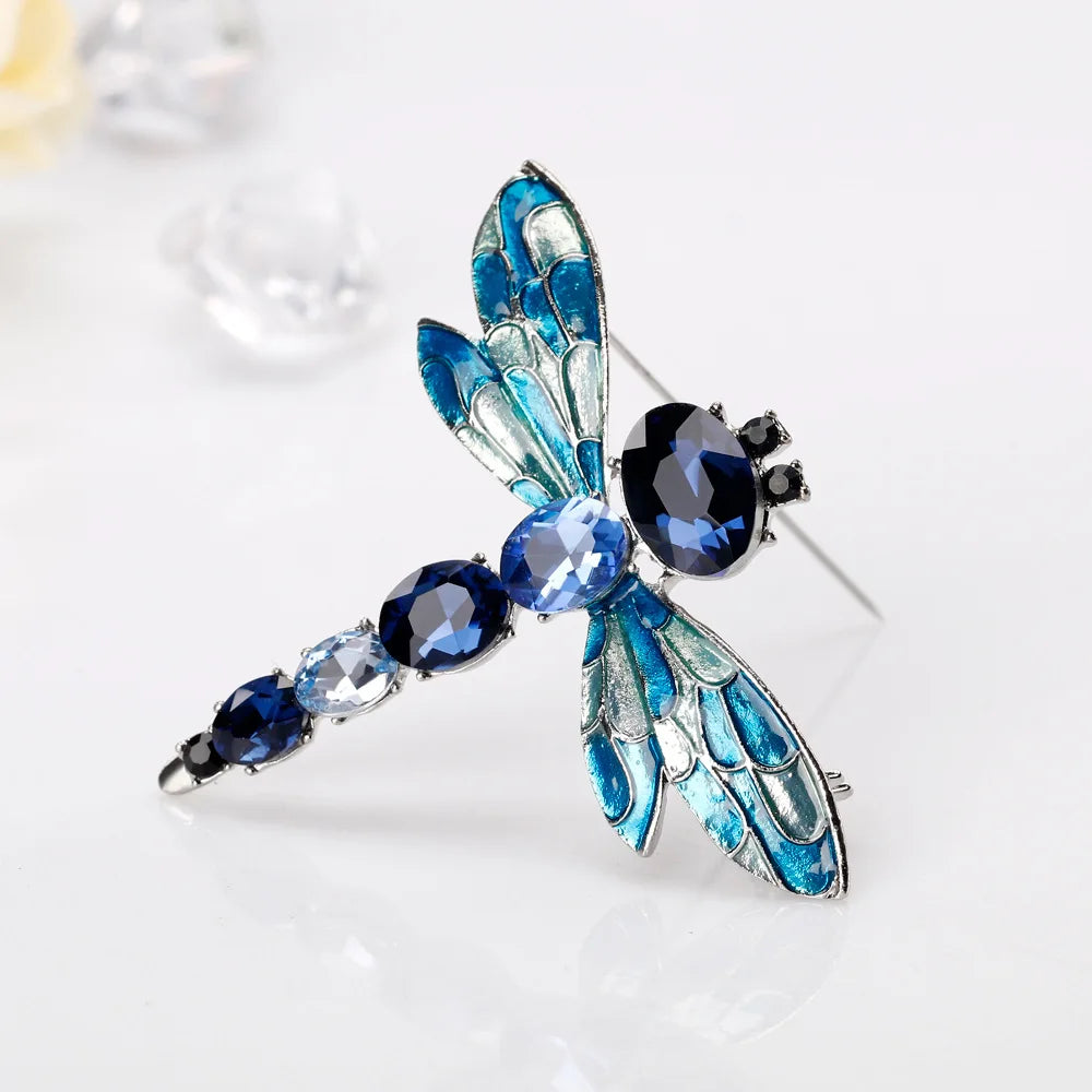 Wholesales Fashion Dragonfly Animal Brooches Insect Brooch Pin Alloy Rhinestones Pearl Brooch Jewelry Clothing Accessories