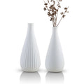 Nordic Style Threaded White Ceramic Fine Long Necked Vase Living Room Decoration