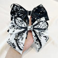 Women Korean Big Hair Bows Black White Floral Fabric Bowknot Hair Barrette Clip