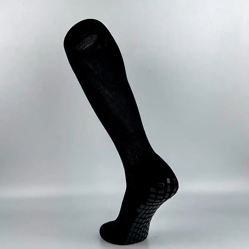 Adult Youth Children Long Knee High Sports Soccer Football Grip Socks with Cuff & Bottom Logo Quick Dry
