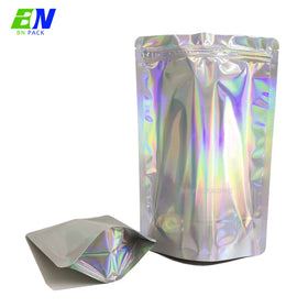 Smell Proof Edible Packaging Small Sachet Resealable Holographic Packaging Mylar Ziplock Bag Custom Printed