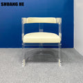 Modern Luxury Transparent Frame Acrylic Armrest Dining Chair Velvet Fabric Home Bar and Hotel Restaurant Furniture