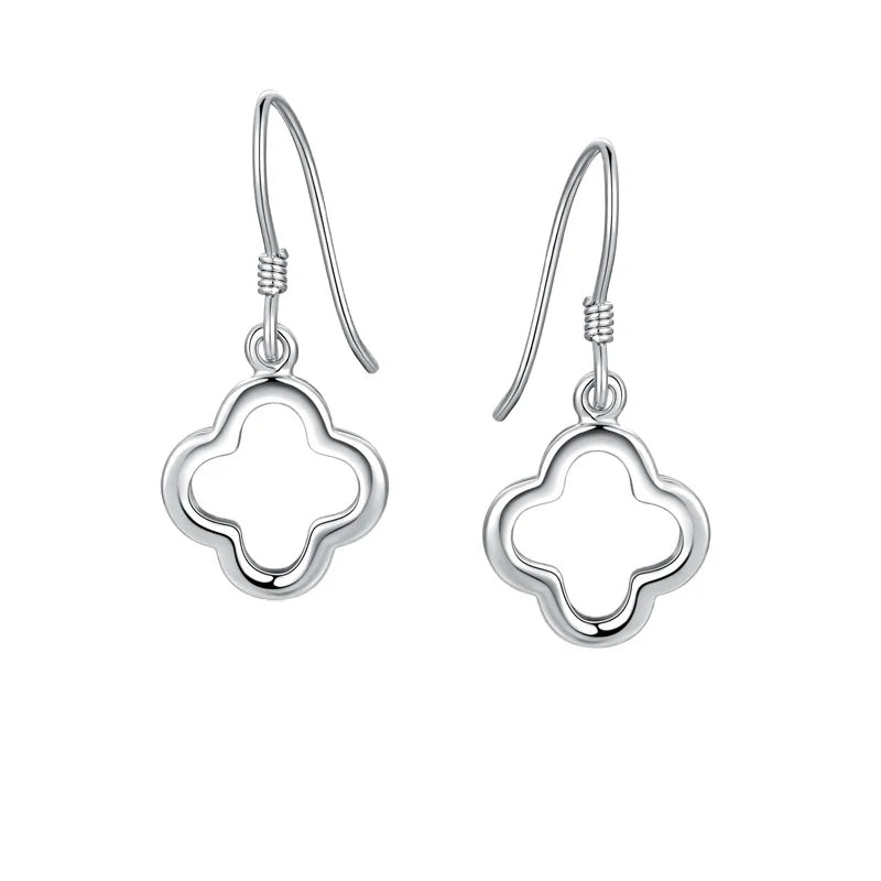 Clover Charm Plain Silver Sterling Silver 925 Earring Hook for Findings Jewelry