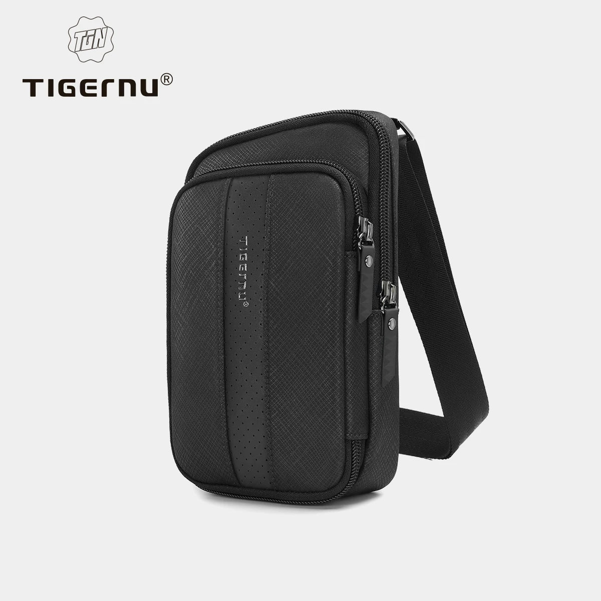Stylish & Fashionable 1.1L Nylon Crossbody Bag Large Capacity Portable & Lightweight Waterproof Double Zipper for Commuting