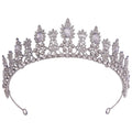 SLBRIDAL Alloy Rhinestone Crystal Zircon Flower Bridal Tiara Princess Crown Wedding Hair Accessories Women Bridesmaids Jewelry