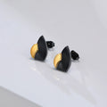 2021 Trendy Men Jewelry Black Gold Stainless Steel Geometric Heart Shape Link Chain Stub Earrings