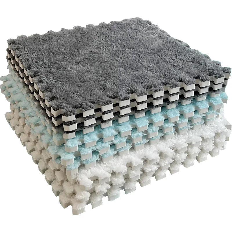 Large Area Striped Pattern Plush Foam Patchwork Floor Mat Machine Made Bedside Carpet for Bedroom Scrubbable