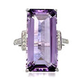 CAOSHI Fashion Jewelry Emerald Cut Diamond Vintage Party Ring Silver Coating Big Purple Crystal Rings for Women