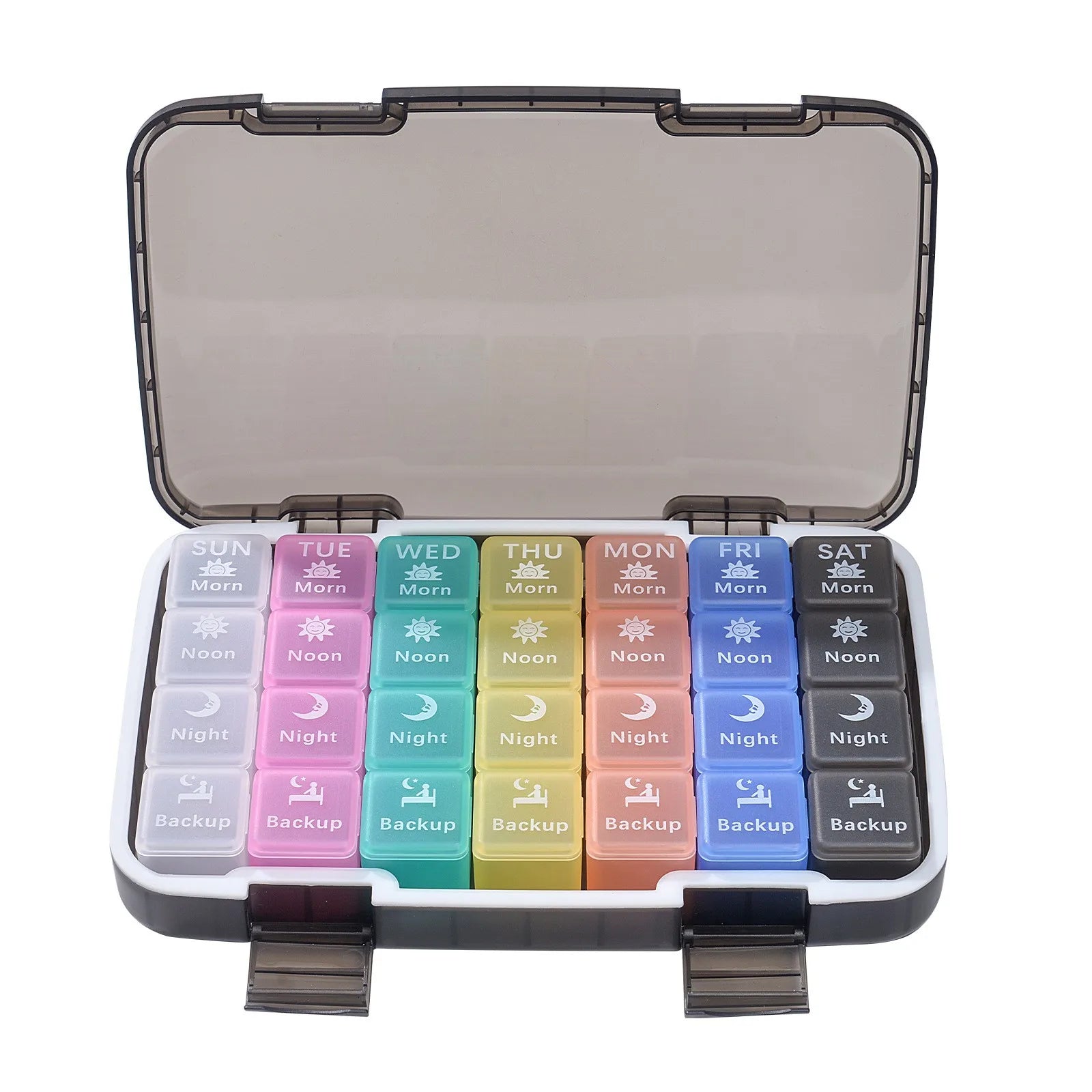 Travel Promotional Waterproof ABS+PP+Silicone Pill Box with 21/28 Girds Weekly Daily Dispenser 7-Day 3/4 Times Customized Color