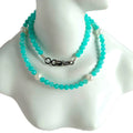 100% Natural Amazonite and pearl Beads  925 Sterling Silver Necklace