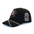 Black Caps Spider Embroidery Suede Baseball Hats Pure Cotton Embroidery Logo Custom 5 Panel Adjustable Caps