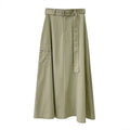 Spring Season Women's A-Shaped Skirt High Waist Casual Vintage Design Breathable Floor-Length Skirt