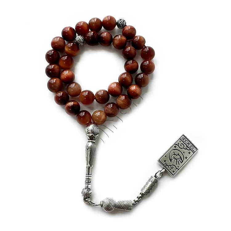 Wholesale Luxury Gold Plated Natural Tiger's Eye Islamic Beads for Muslim Prayer Rosary & Beaded Bracelet / High Quality Tasbih